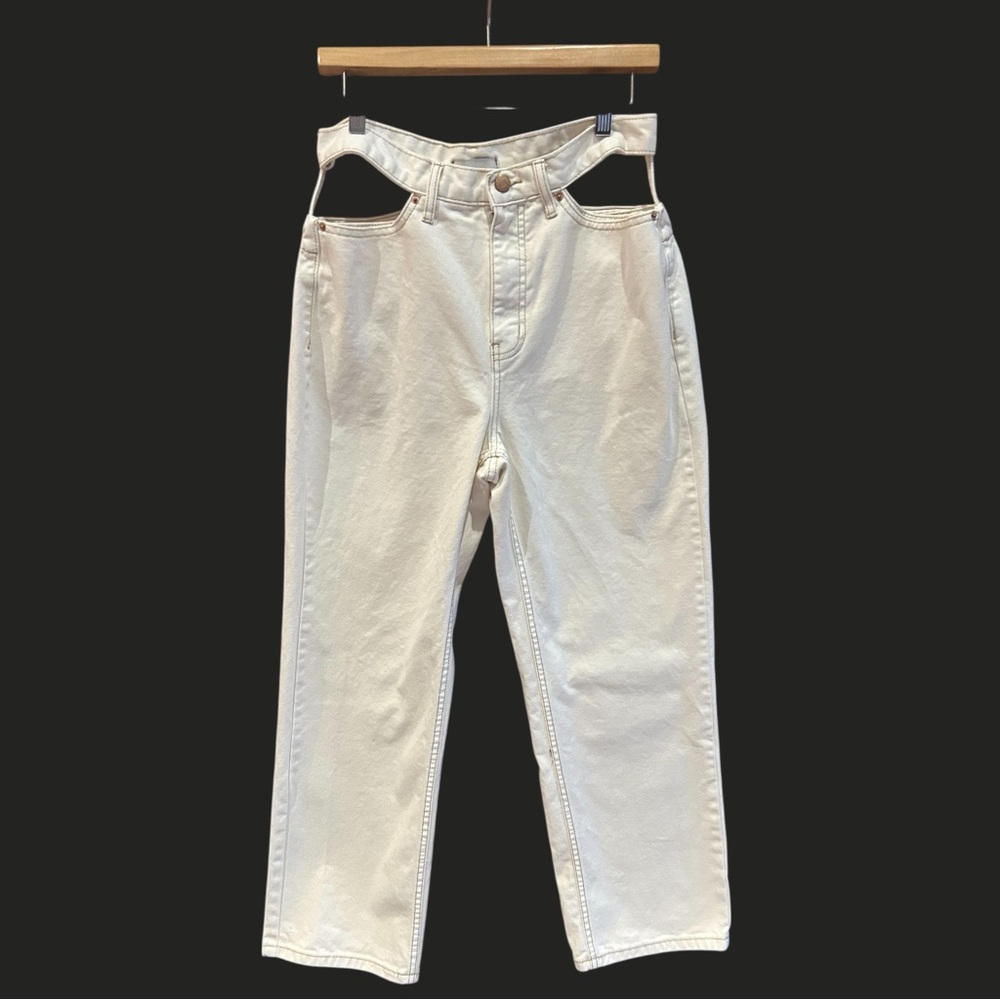 Urban Outfitters BDG Cut Out Cowboy Jeans Cream White 30